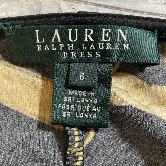 Lauren Ralph Lauren Black Gold Equestrian Bridle Ruched Side Dress Women's 6 - Picture 9 of 11